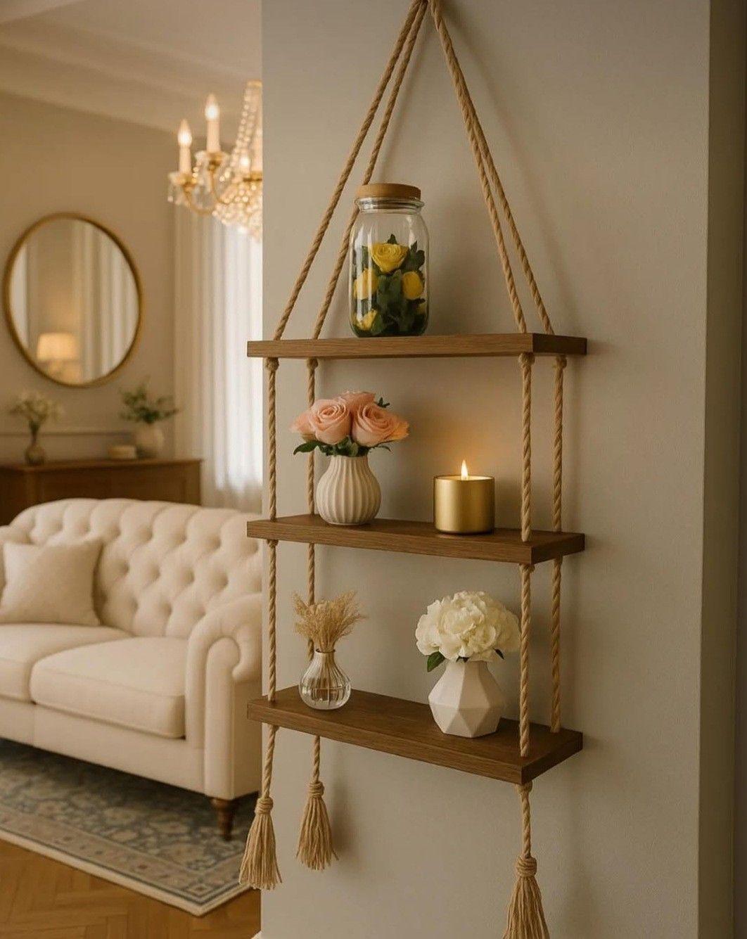 Rope Wooden shelves