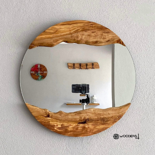 Circular Wooden Mirror